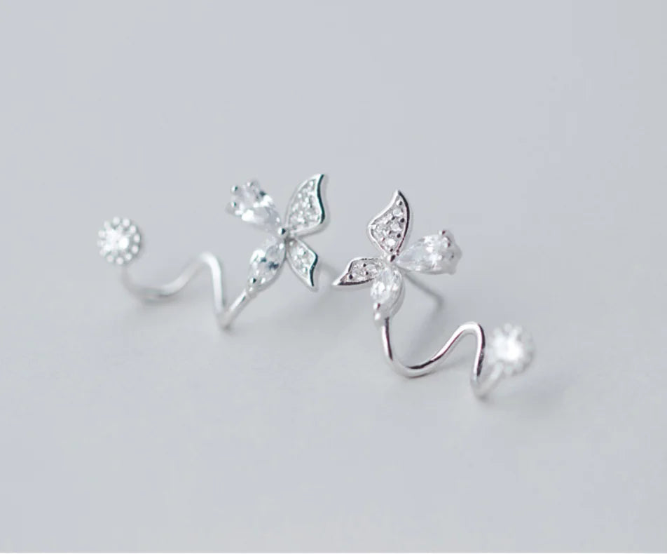 Diamond Butterfly Stud Earrings