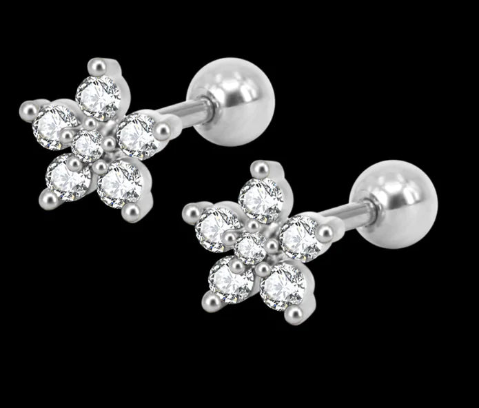 Zircon Flower Stud Earrings