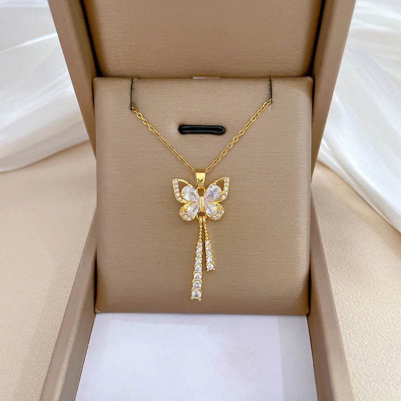 Butterfly Tassell Diamond Necklace