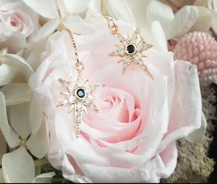 Gold-Plated Zircon Evil Eye and Star Cross Necklaces