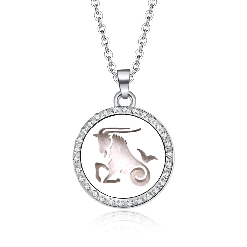 Zodiac Pendant Necklace with Diamond Cutout