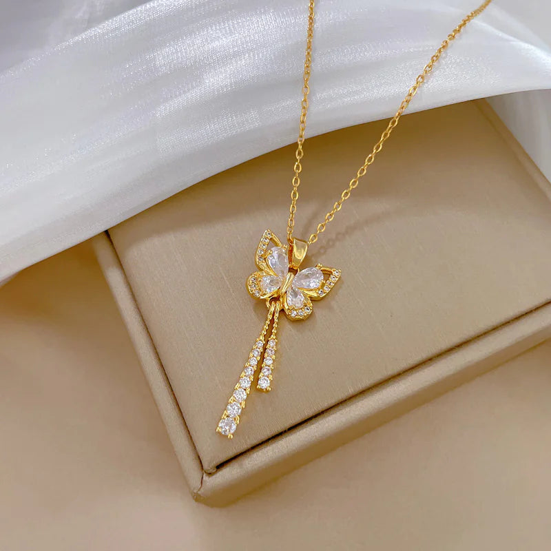 Butterfly Tassell Diamond Necklace