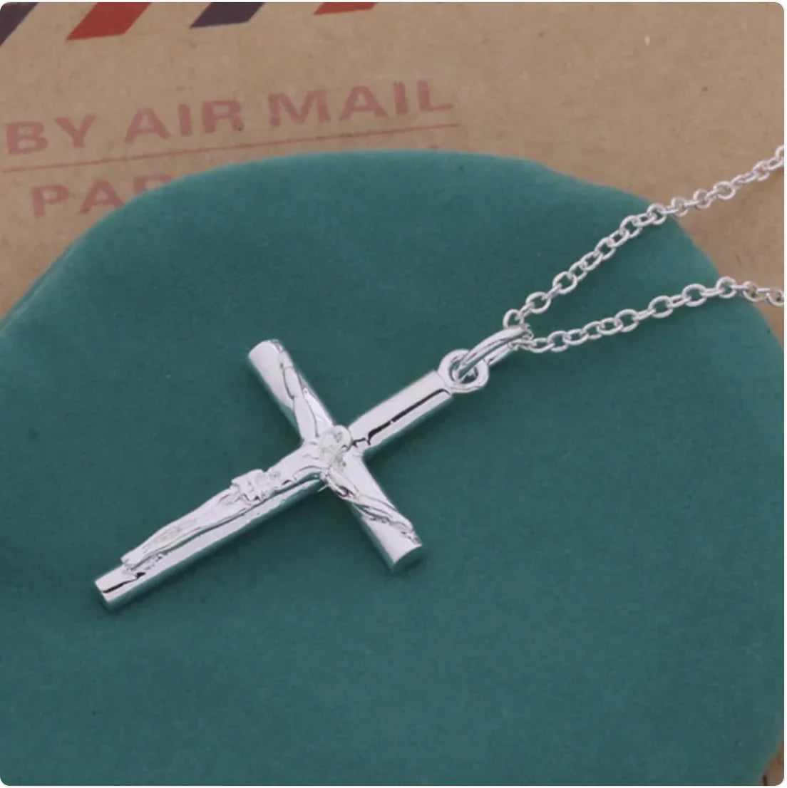 Silver Jesus Cross Necklace