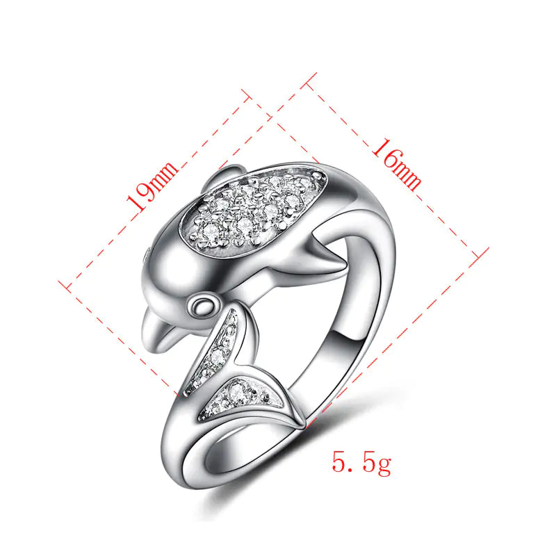 Dolphin Ring Silver-Plated Creative Adjustable Ring