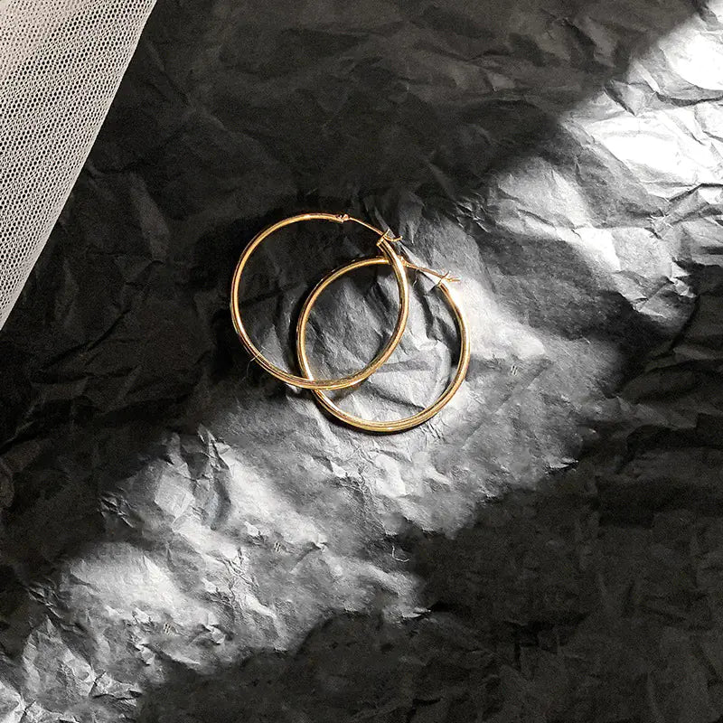 14K Gold-Plated Circle Hoop Earrings