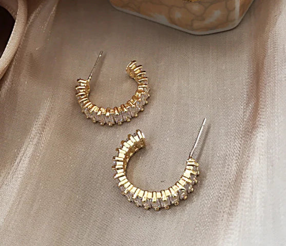 Korean Style Circular Diamond Earrings