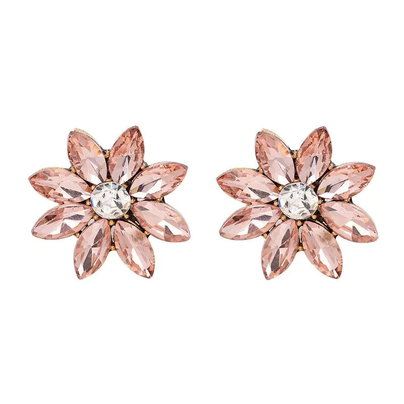 Diamond Flower Stud Earrings
