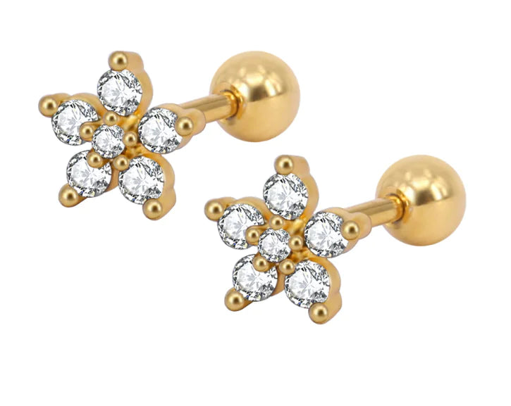 Zircon Flower Stud Earrings