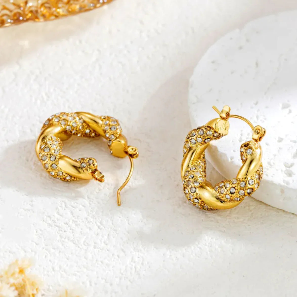 Gold Twist U-Shaped Earrings
