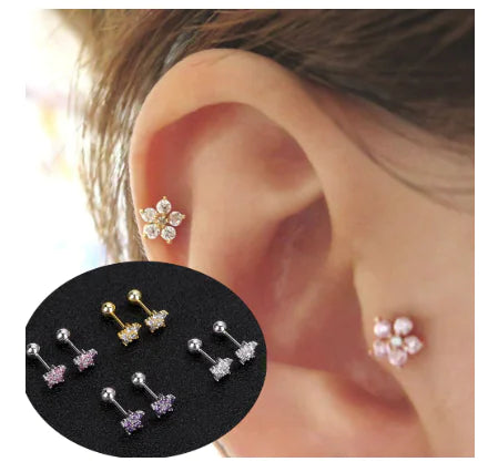 Zircon Flower Stud Earrings