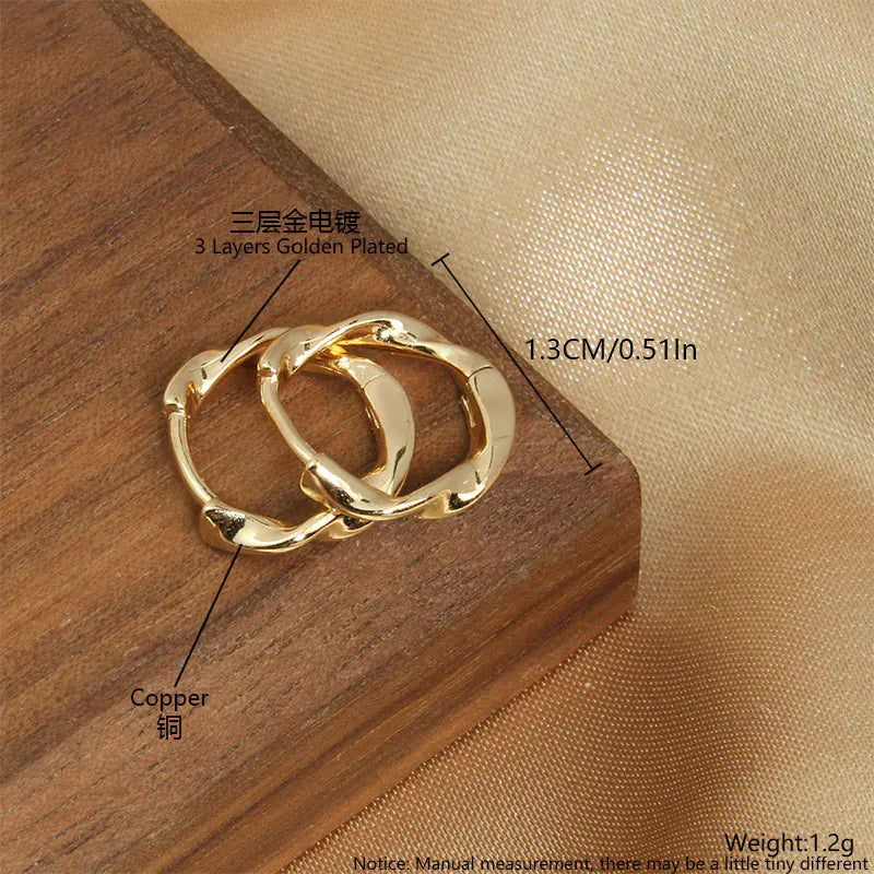 Geometric Hollow Heart Gold-Plated Zirconia Earrings