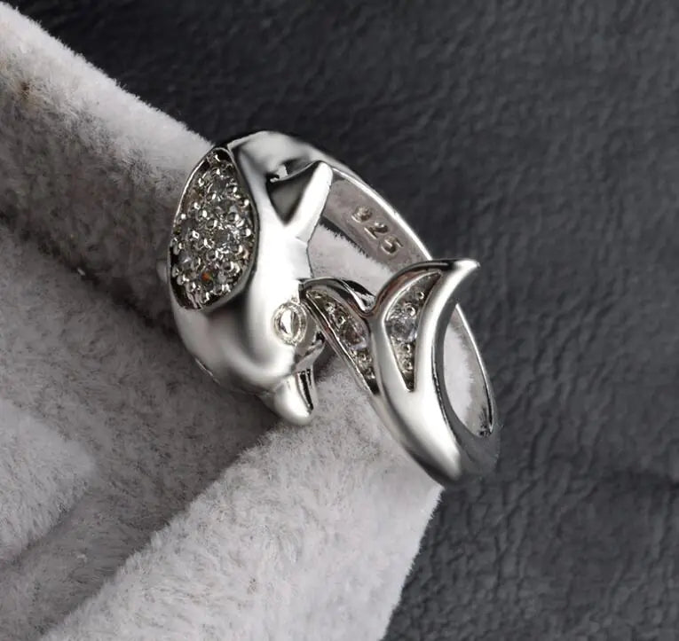 Dolphin Ring Silver-Plated Creative Adjustable Ring
