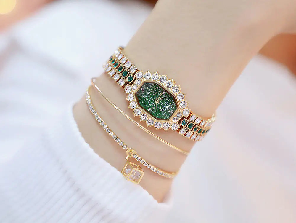 Luxury Quartz Women's Watch with Diamond Steel Band