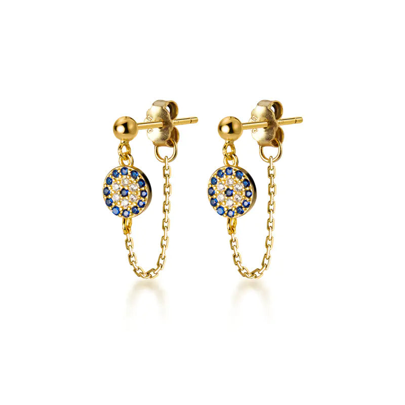 Korean Style Devil Eye Blue Diamond Earrings