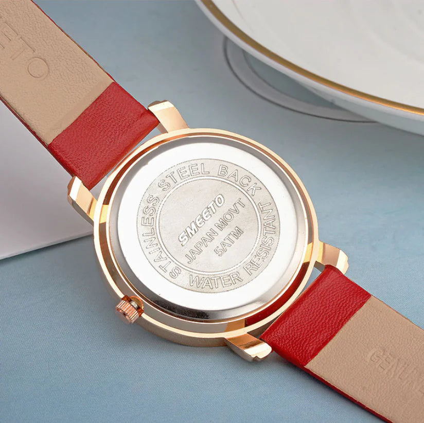 Liquid Sand Diamond Quartz Watch including Waterproof Leather Strap