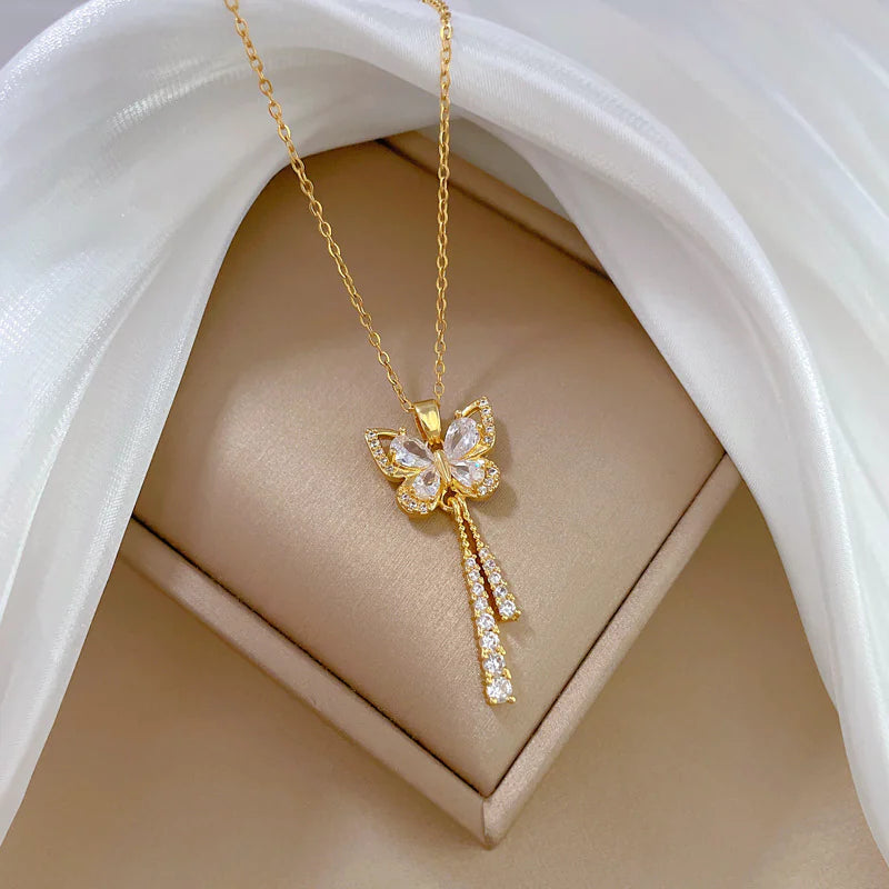 Butterfly Tassell Diamond Necklace