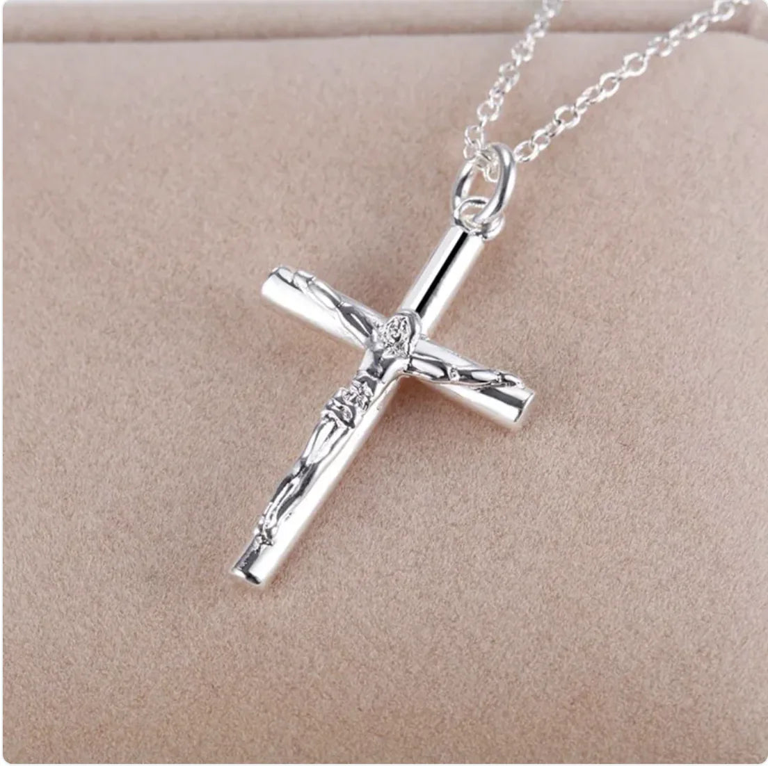 Silver Jesus Cross Necklace