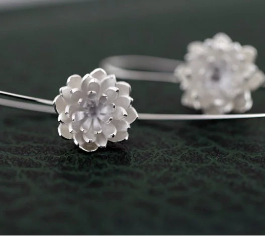 Silver Lotus Earrings