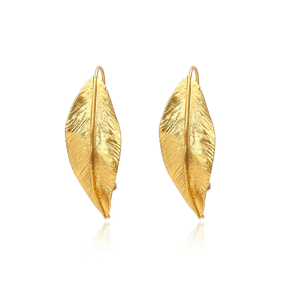Gold Leaf Earrings Vintage Style Jewelry