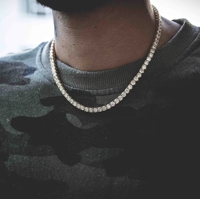 Diamond-Studded Square Chain Necklace