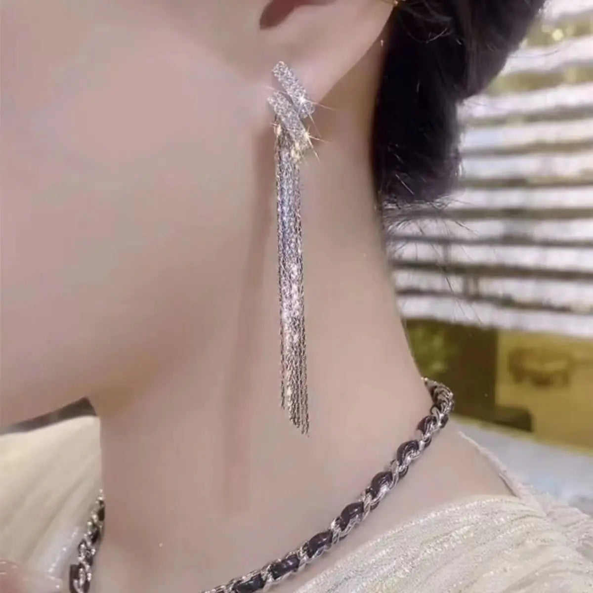 Water Drop Tassel Earrings
