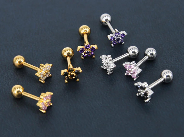 Zircon Flower Stud Earrings