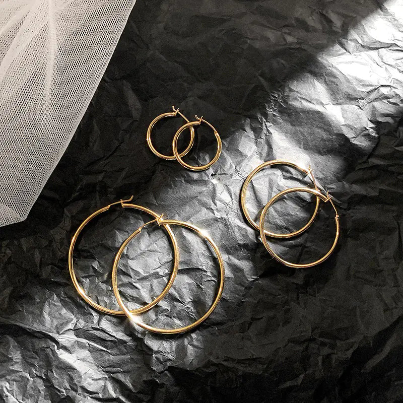 14K Gold-Plated Circle Hoop Earrings