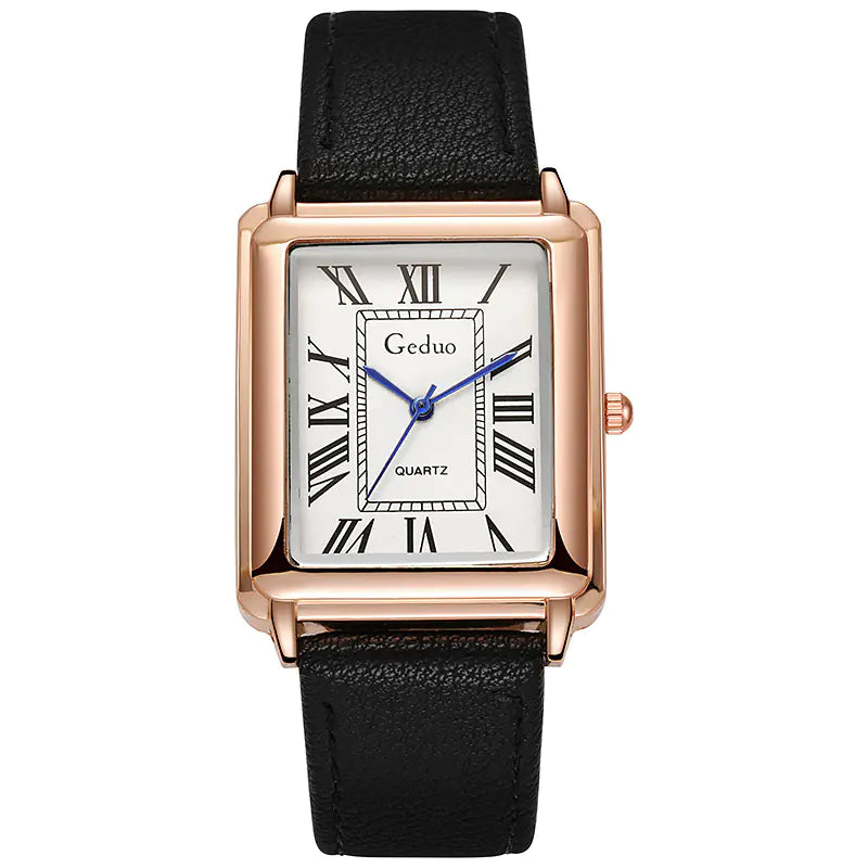 Luxury Square Business Men's Watch with Leather Strap