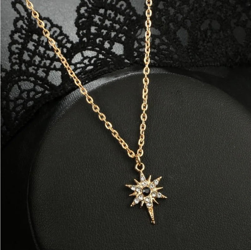 Gold-Plated Zircon Evil Eye and Star Cross Necklaces