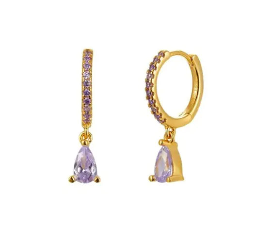 Colored Zircon Round Earrings