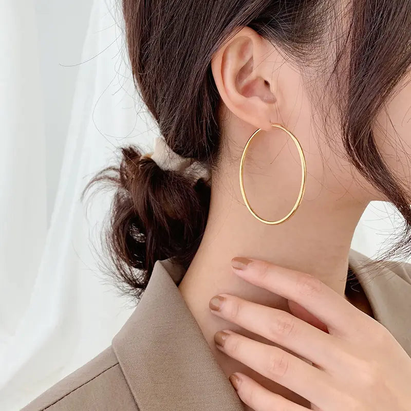 14K Gold-Plated Circle Hoop Earrings