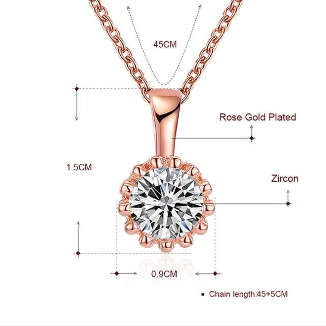 Rose Gold Zircon Necklace with Diamond Accents