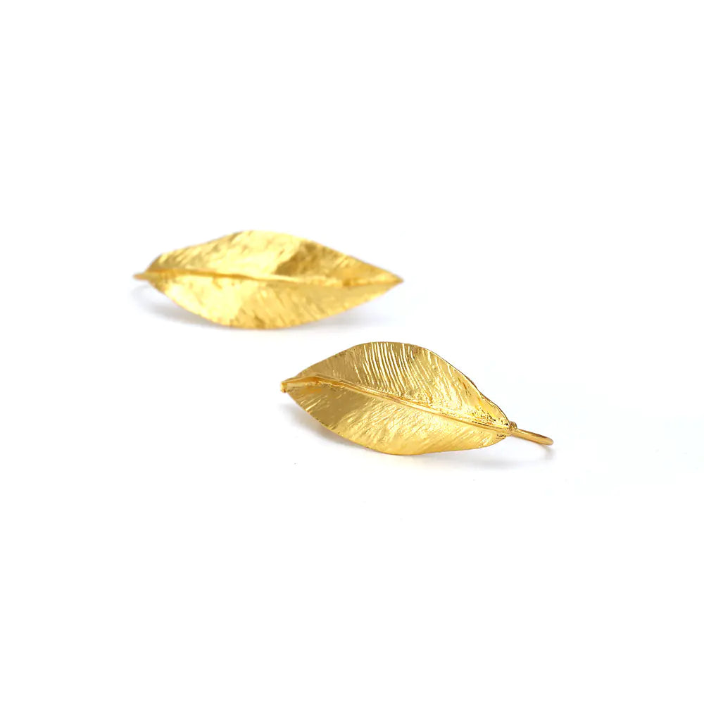 Gold Leaf Earrings Vintage Style Jewelry