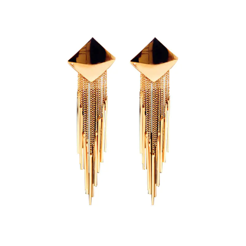 Trendy Geometric Diamond Tassel Earrings