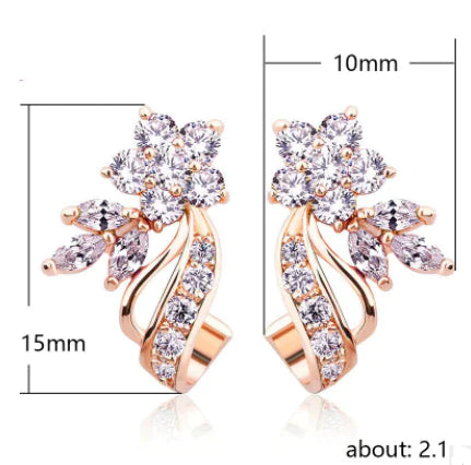 Floral Rose Gold Earrings with Zirconia