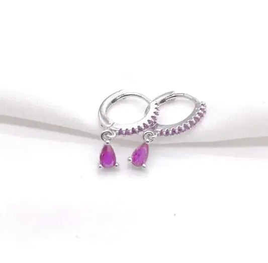 Colored Zircon Round Earrings