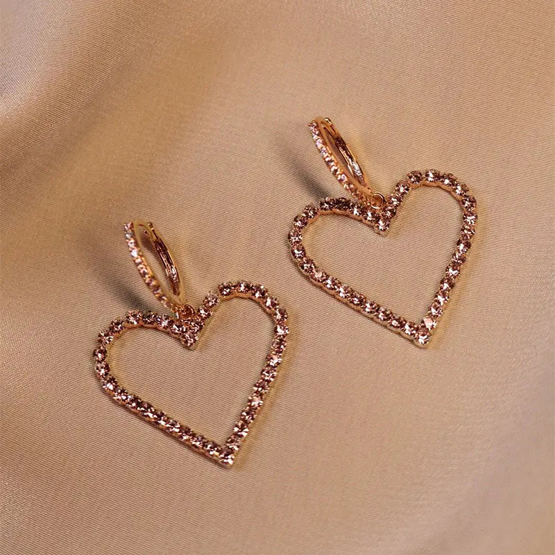 Rose Gold Heart Shaped Crystal Earrings