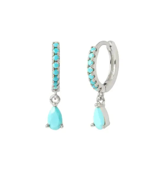 Colored Zircon Round Earrings