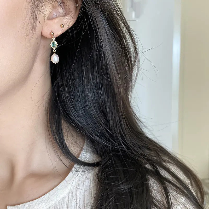 Silver Natural Freshwater Pearl Earrings
