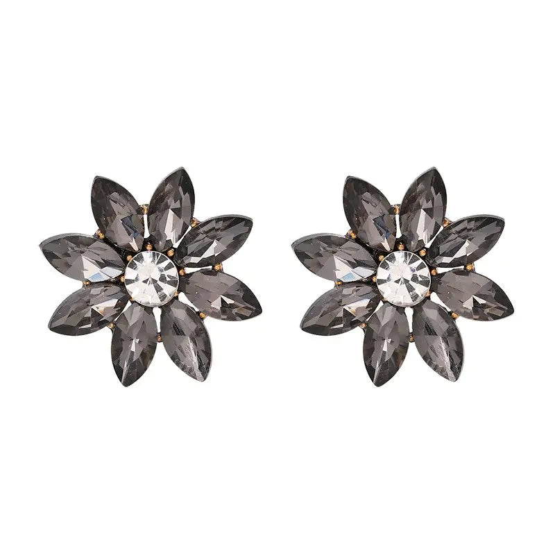 Diamond Flower Stud Earrings