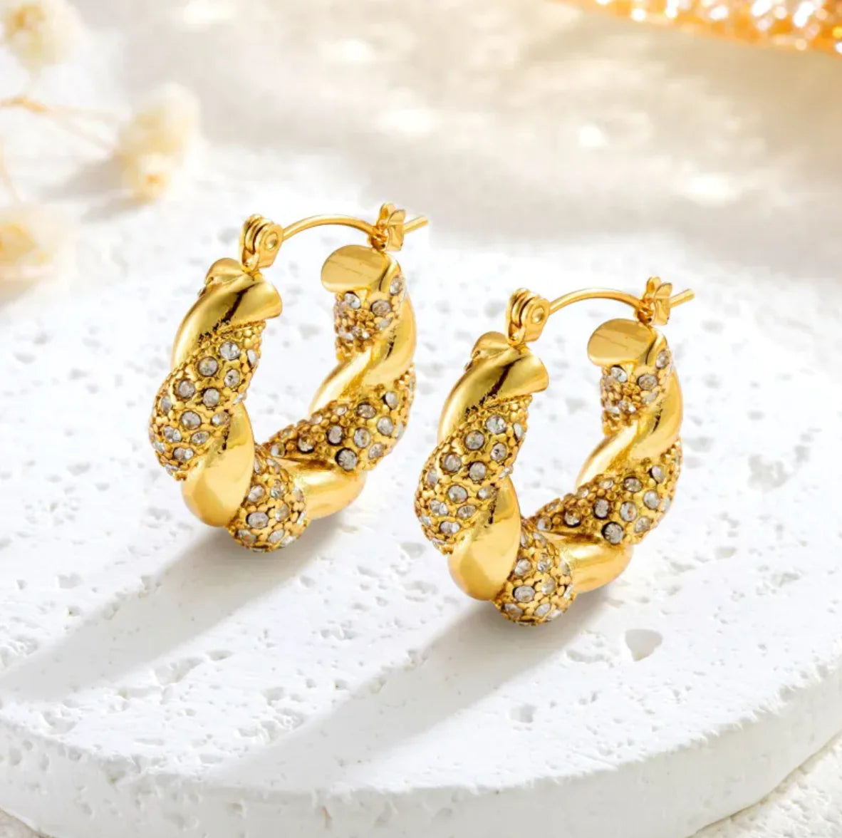 Gold Twist U-Shaped Earrings