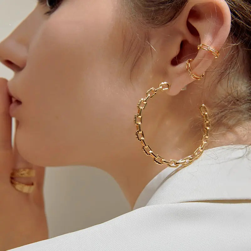 Stylish Hoop Earrings with Minimalist Silver Studs