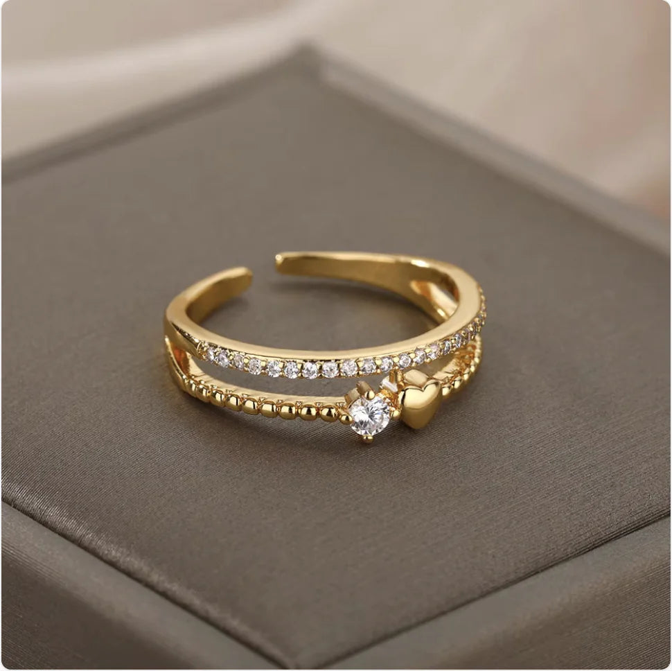 Copper Flower Zircon Diamond Ring