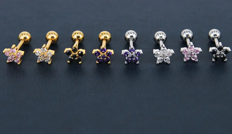 Zircon Flower Stud Earrings