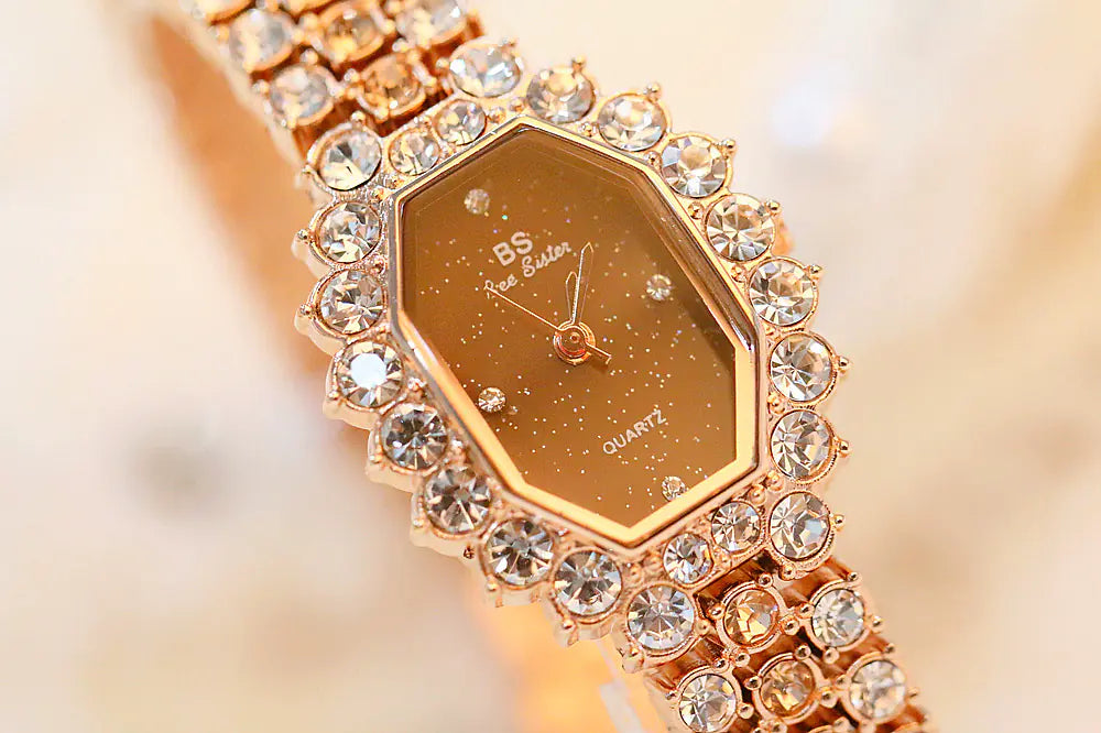 Luxury Quartz Women's Watch with Diamond Steel Band