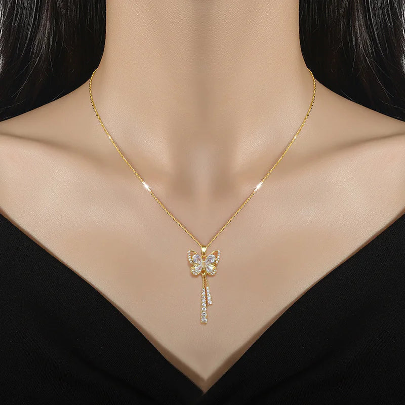 Butterfly Tassell Diamond Necklace