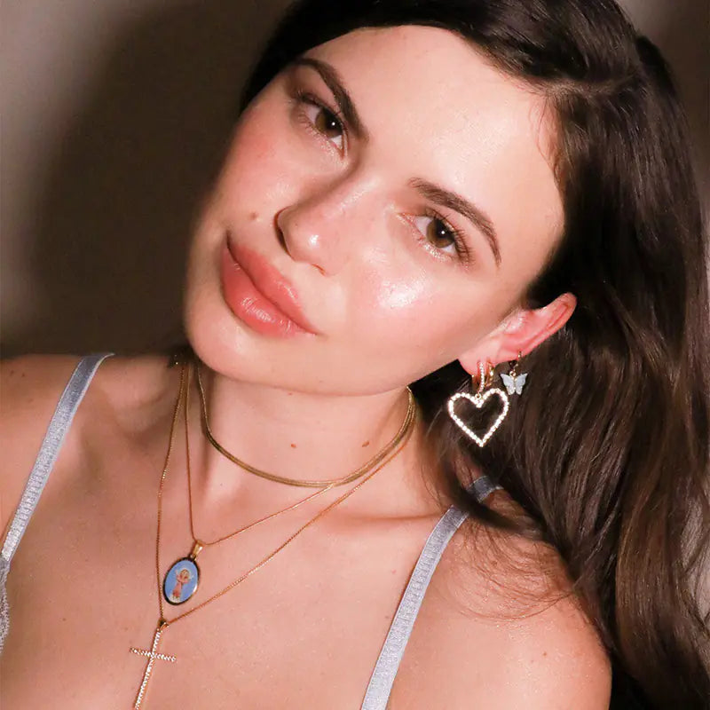 Rose Gold Heart Shaped Crystal Earrings