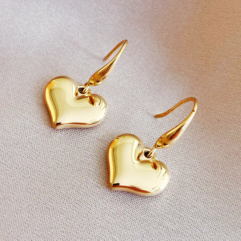 14K Gold Heart Earrings Minimalist Design