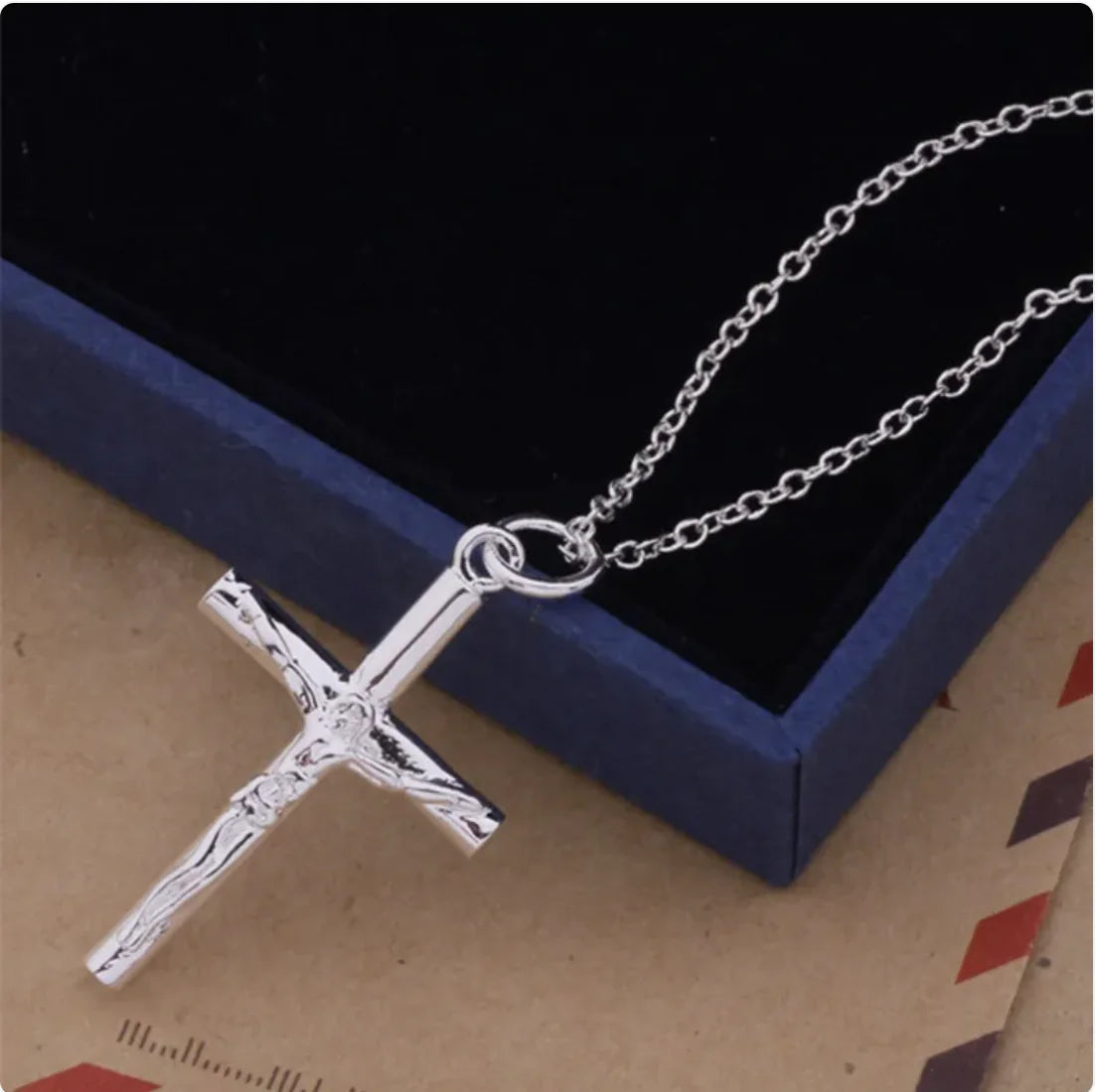 Silver Jesus Cross Necklace