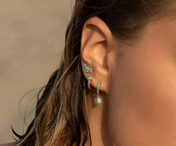 Colored Zircon Round Earrings